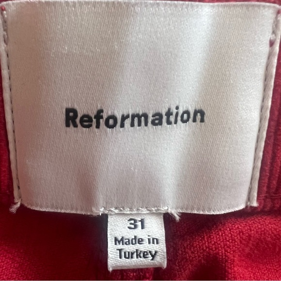 REFORMATION Wide Leg Corduroy Pants High Rise Red - Picture 13 of 13